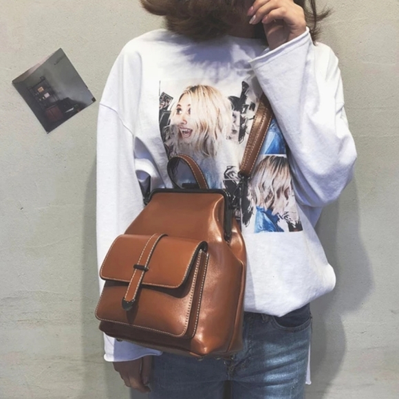 *NEW Cute Small Leather Backpack Crossbody Shoulder Purse Vintage Style Chic B… - Picture 10 of 14